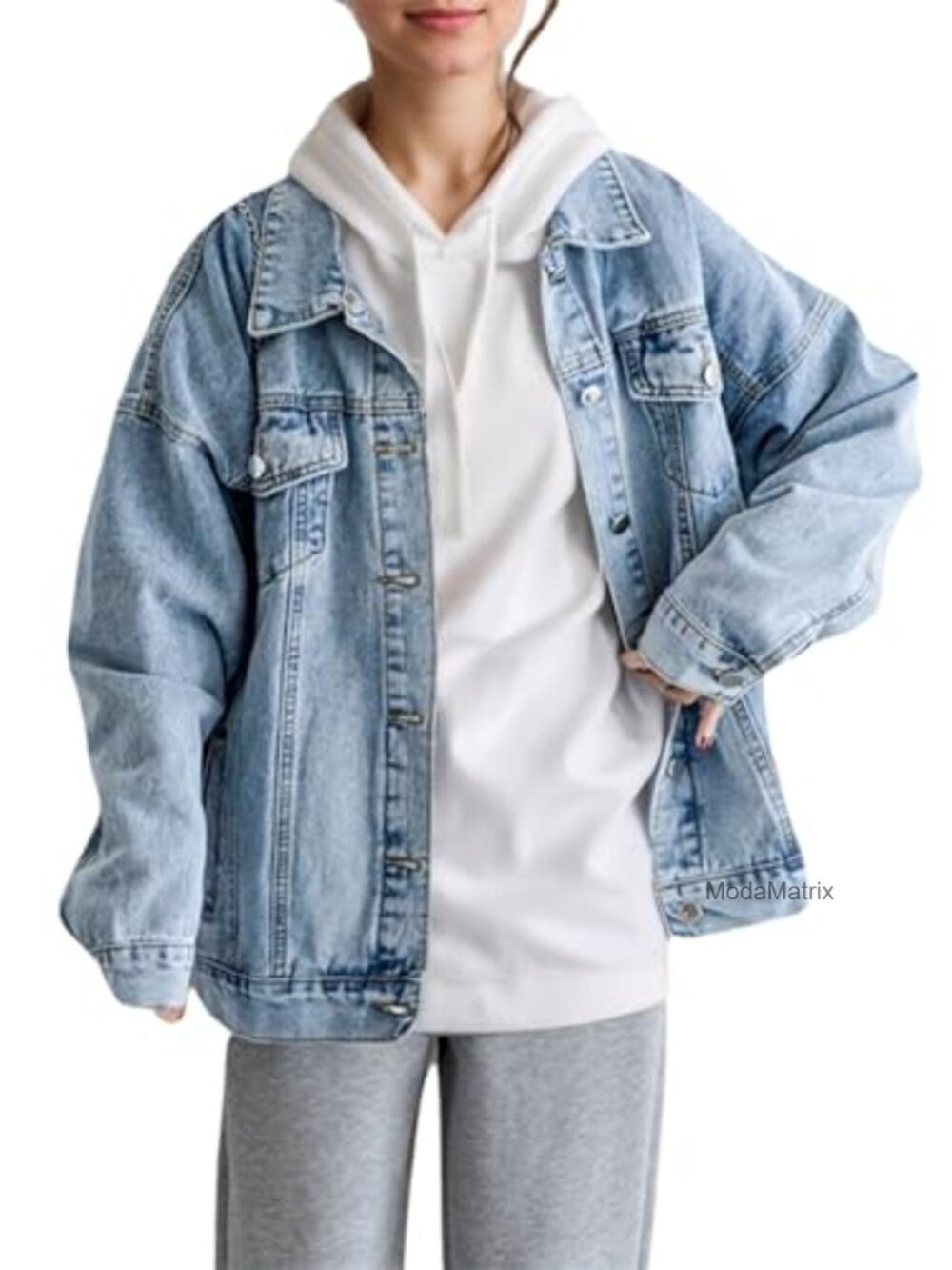 Oversized Denim Jacket Women Boyfriend Jean Jacket Trendy Loose Shacket Fall